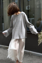 Cotton Pullover Open-Back Loose Sexy Knit Top image 10