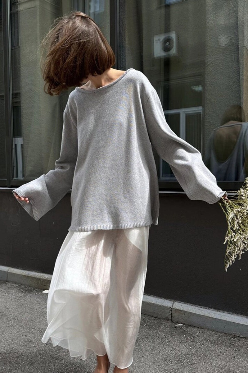 Cotton Pullover Open-Back Loose Sexy Knit Top image 10