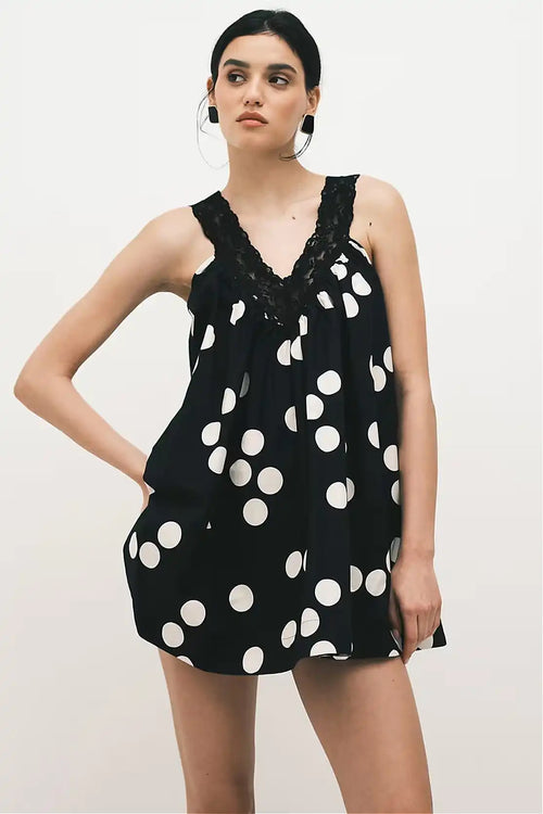 Casual Lace Dot Loose A Line Mini Dress image 1