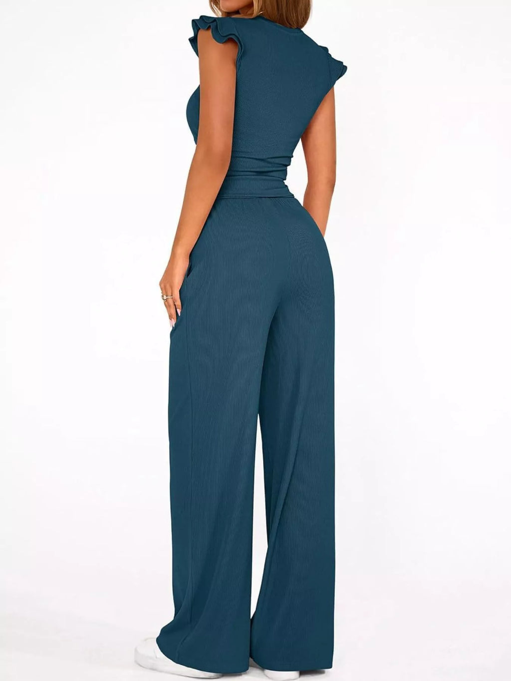 Margot Wide Leg Set detail view styled for Avrienne