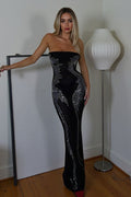 Angel Wings Rhinestone Strapless Bodycon Maxi Dress image 2
