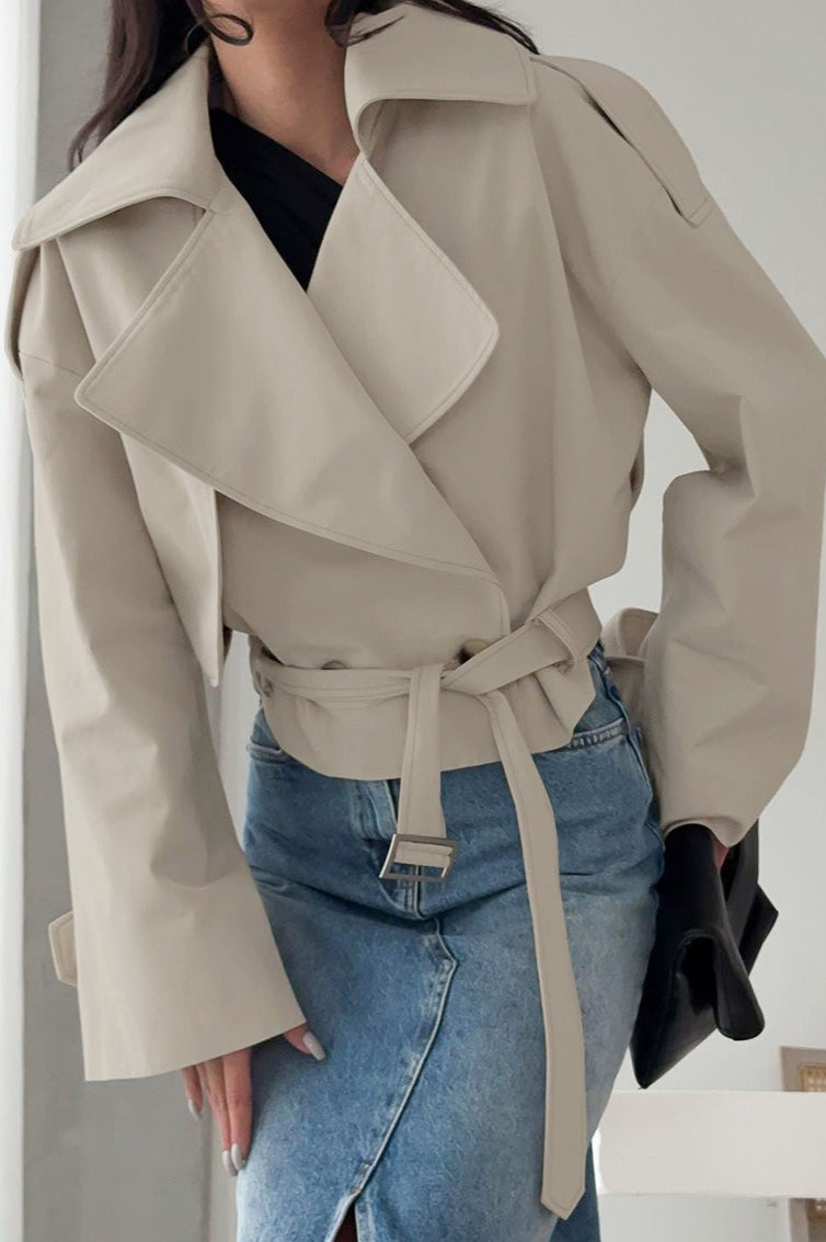 Belted Collared Long Sleeve Jacket image 2