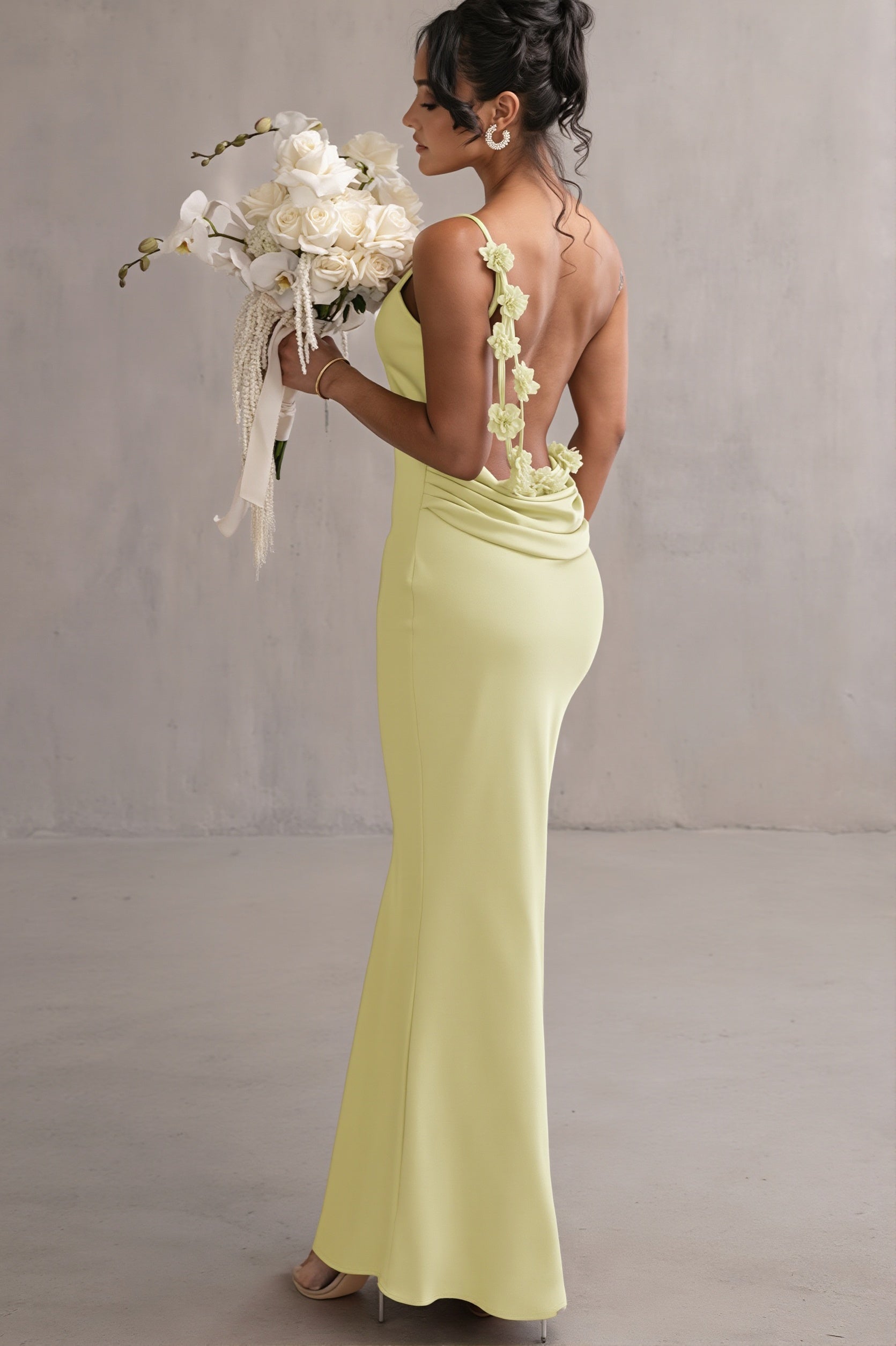Sexy 3D Flower Cami Open Back Maxi Dress image 7