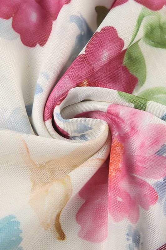 Color Block Floral Slim Strapless Blouse image 6