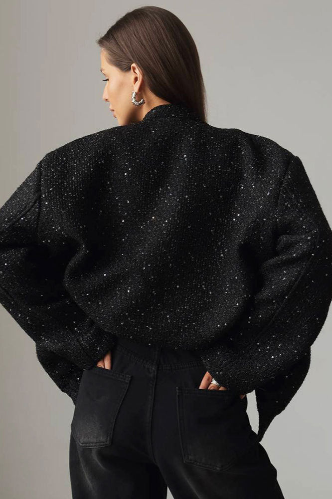 Sequin Stand Collar Pocket Jacket image 6