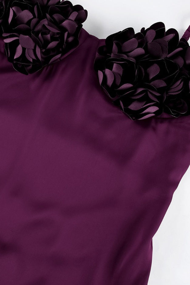 Rose Floral Elegant Backless Satin Cami Maxi Dress image 6
