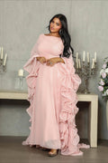 Ruffle Flared Sleeve Tulle Puff Tiered Maxi Dress image 1