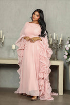 Ruffle Flared Sleeve Tulle Puff Tiered Maxi Dress image 1