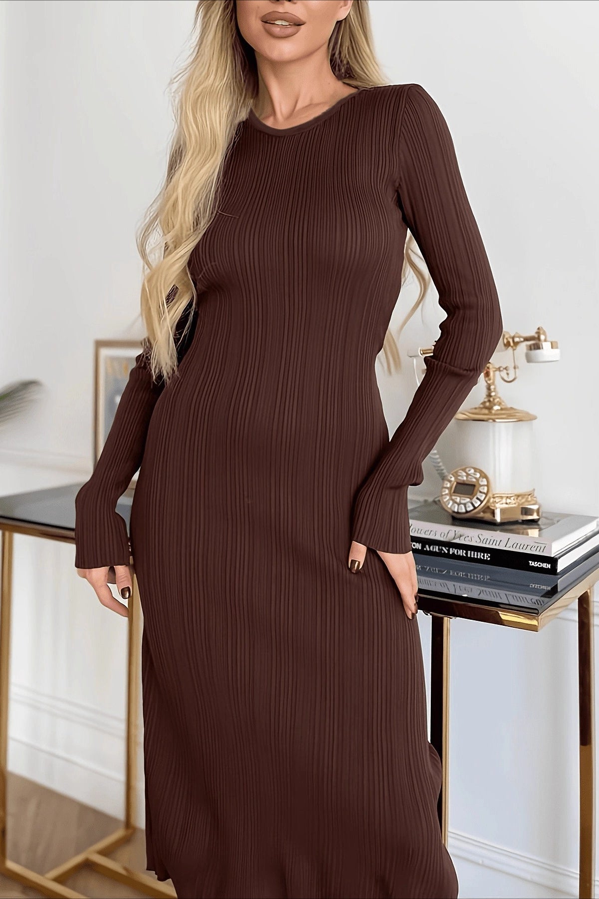 Casual Long Sleeve Knit Sweater Dress image 2