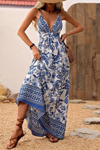 Hawaiian V-neck Short Sleeve Floral Dress image 1