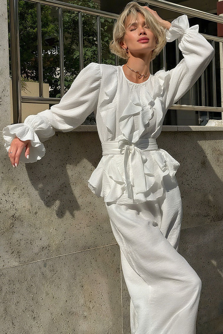 Vintage Bell Sleeve Top and Wide Leg Pants Two Piece Set image 1