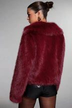Vintage Elegant Faux Fur Buttoned Long-Sleeve Coat image 2