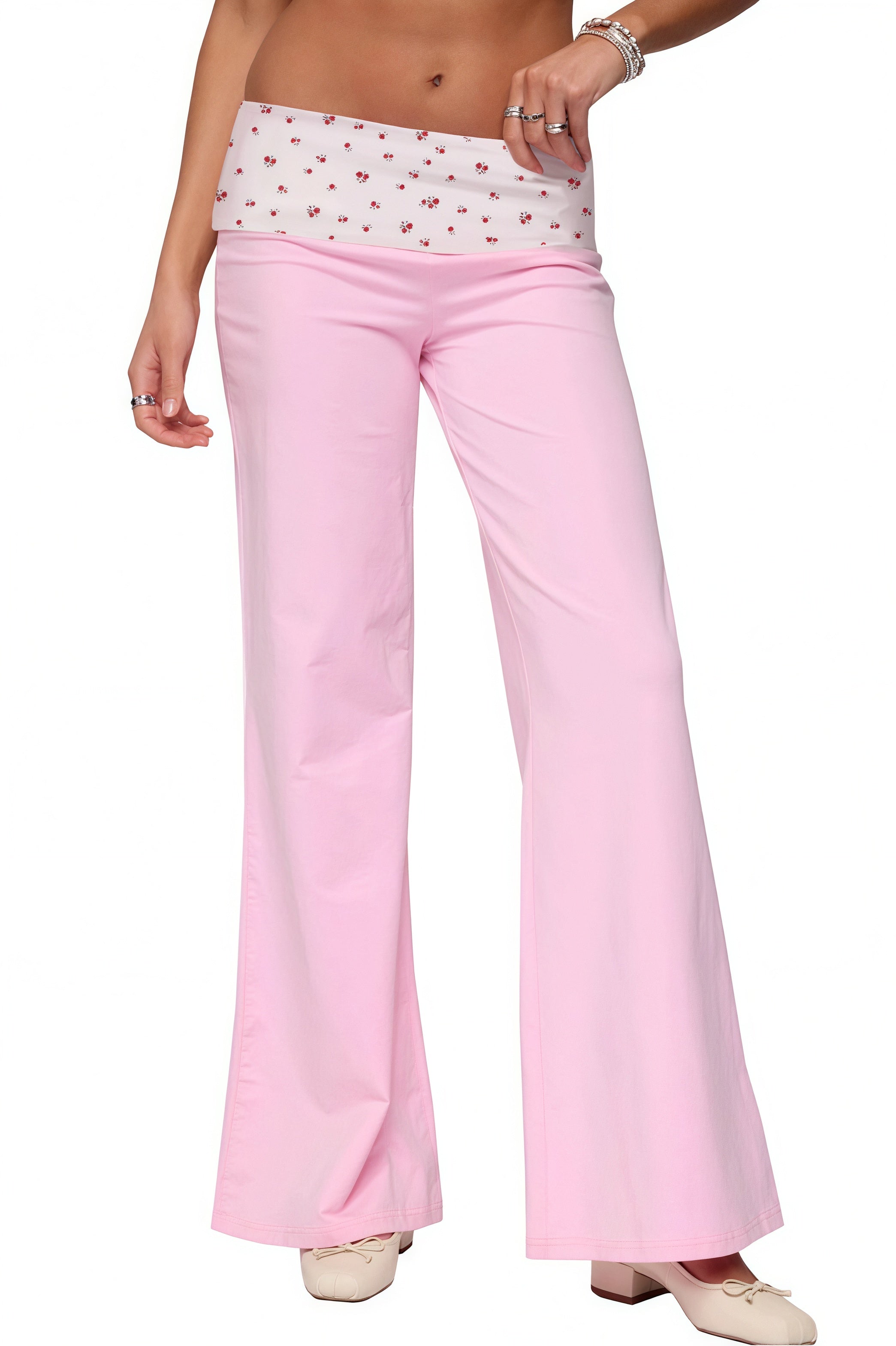 Folded Waist Printed Casual Pants image 2
