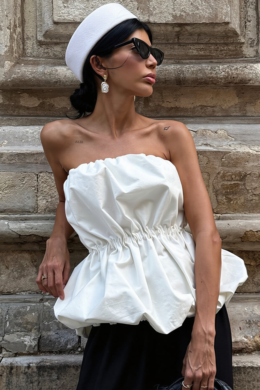 Elegant Ruched Strapless Casual Layering Blouse image 1