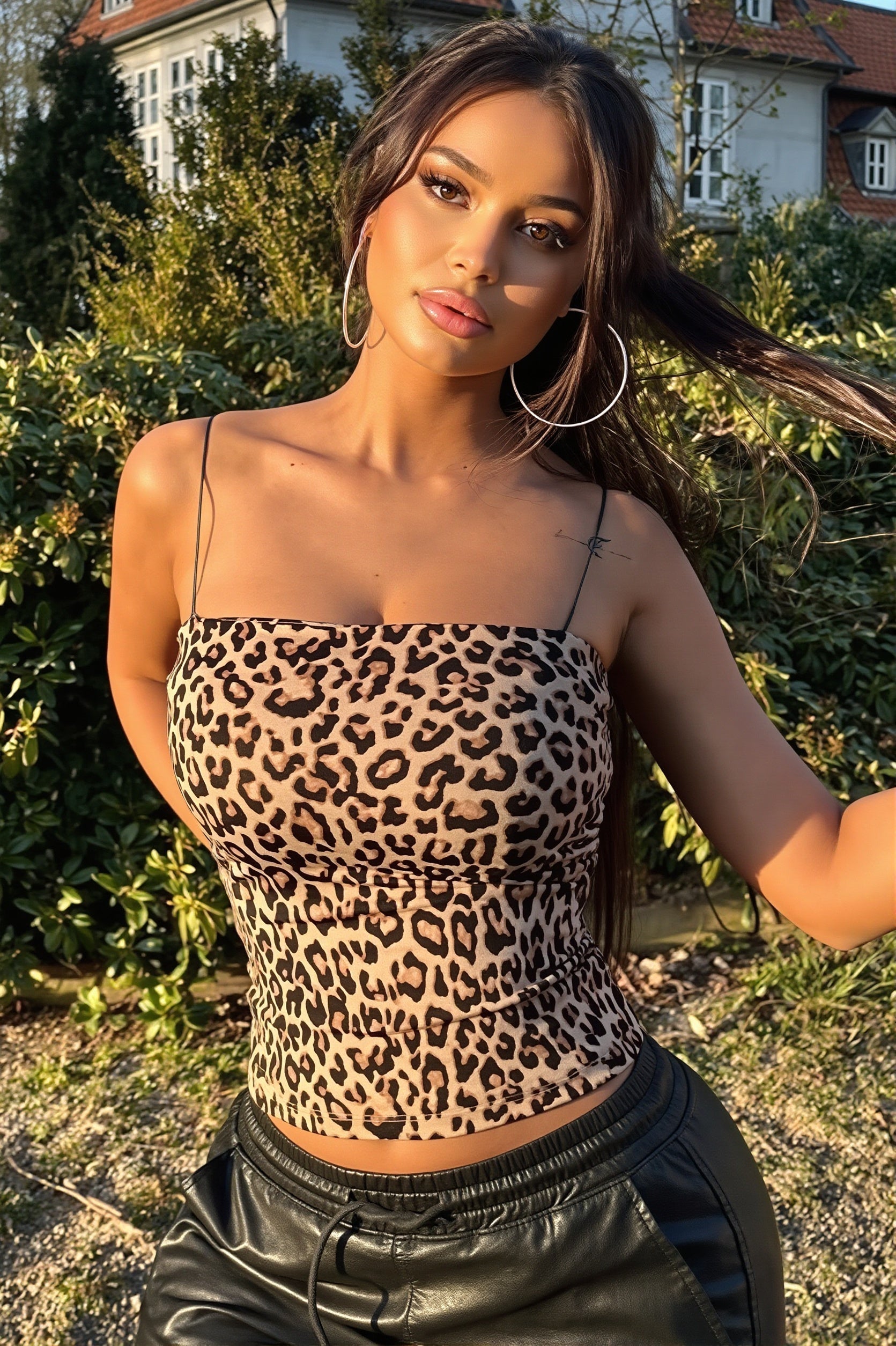 Leopard Cropped Bandeau Cami Top image 2