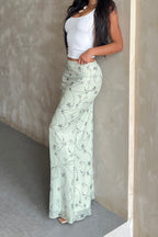 Knit Floral Print Slim Midi Skirt image 3