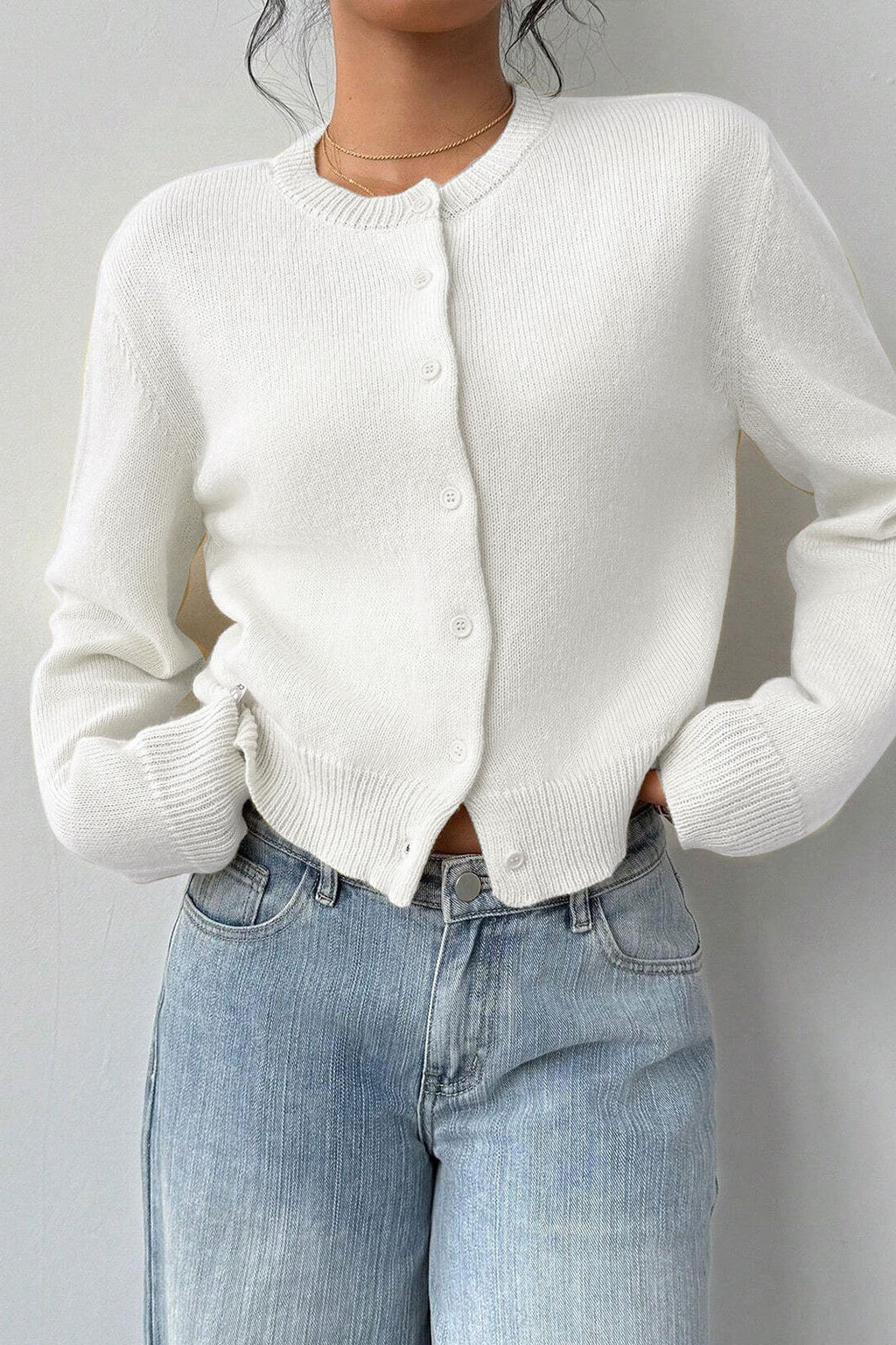 Lightweight Round Neck Button Cardigan image 19