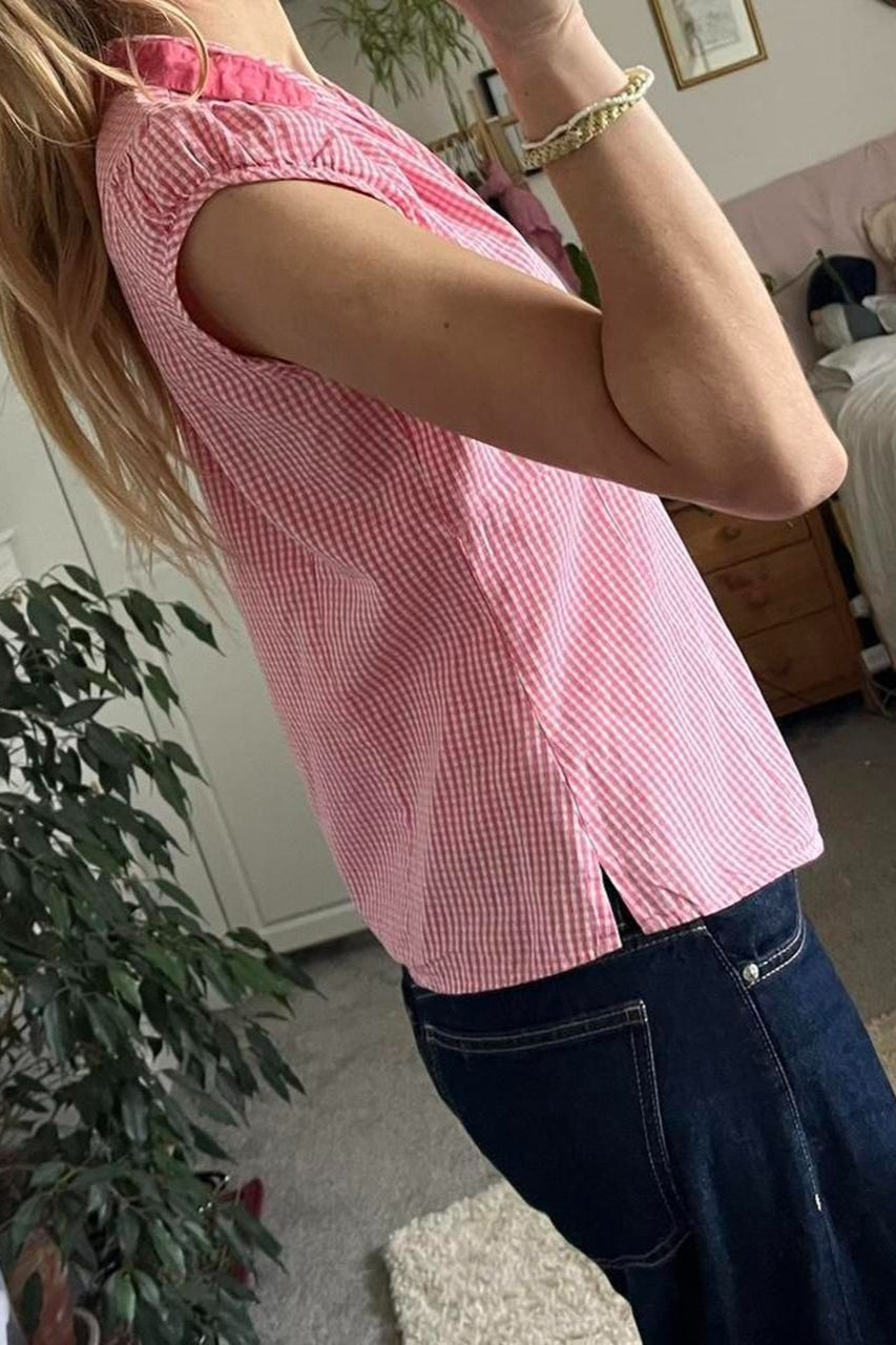 Versatile Red White Plaid Blouse image 11