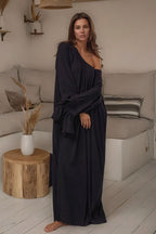 Solid Loose Slouchy Flared Hem Maxi Dress image 1