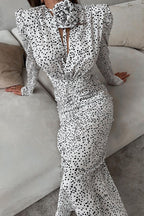 Polka Dot Floral V-Neck Puff Sleeve Maxi Dress image 1