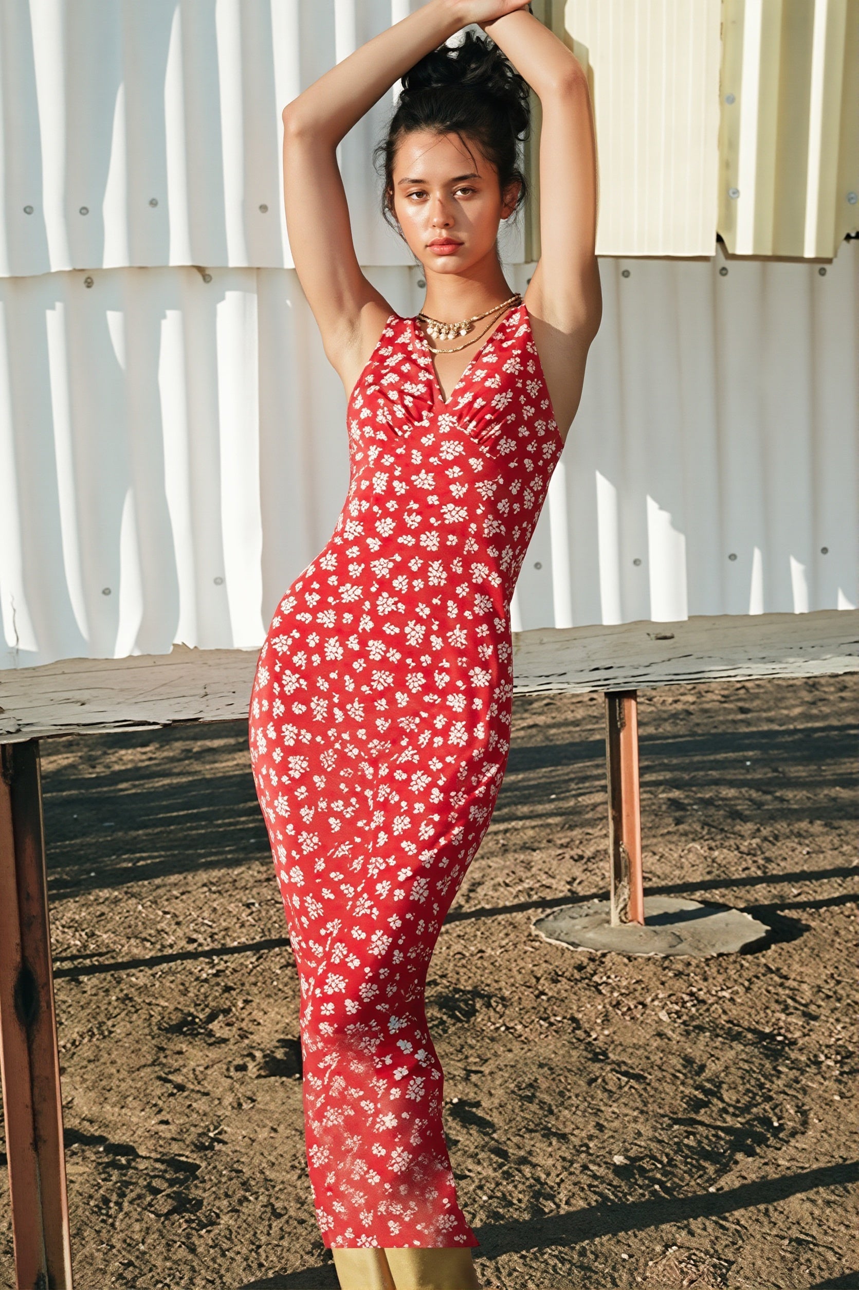 Deep V Floral Vacation Tank Maxi Dress image 2