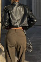 Zip-Up Faux Leather Coat image 4