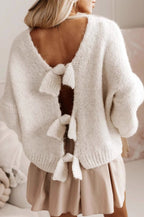 Bow-Tie Detailed Backless Loose Knit Sweater image 1