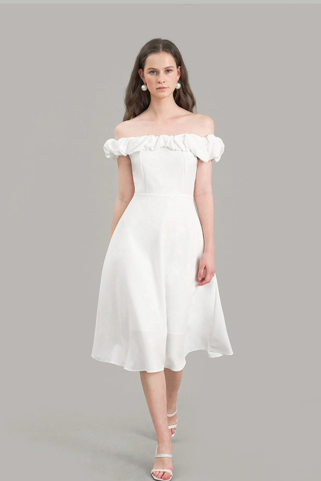 Satin Ruched Off-the-shoulder Cocktail Dress image 5