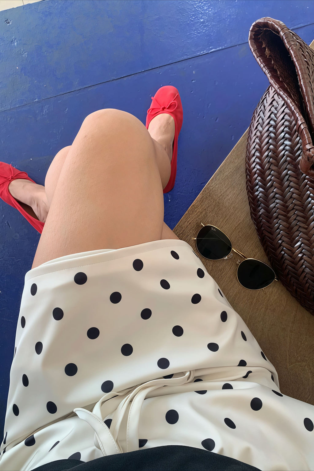 Vintage Satin Polka Dot Drawstring Midi Skirt image 7