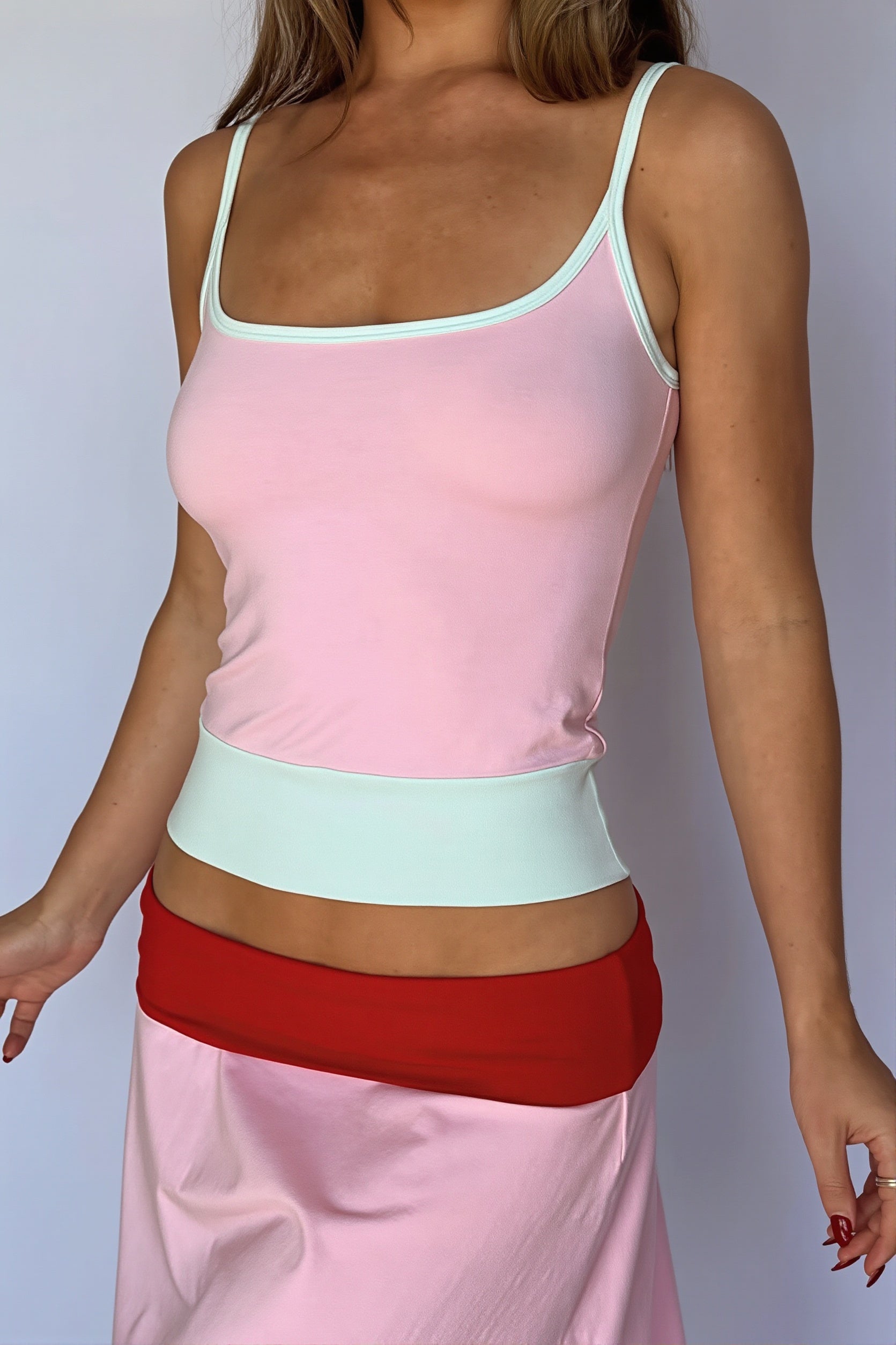Casual Morandi Color Contrast Cami Top image 7