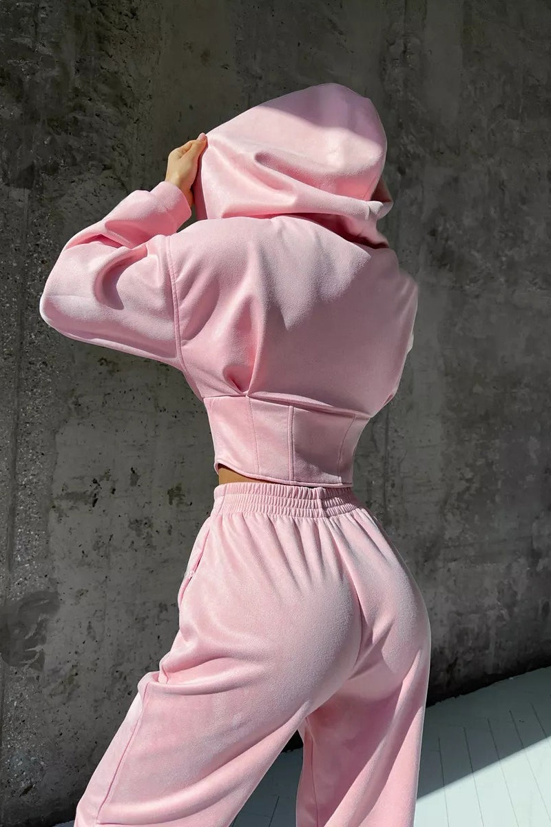 Hooded Drawstring Two Piece Pants Set image 6
