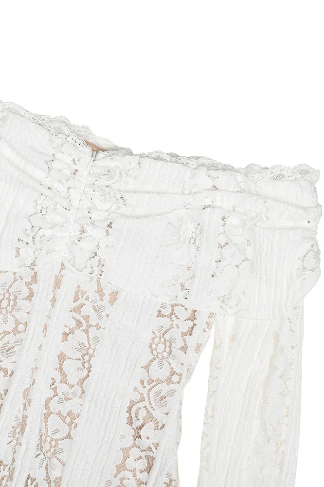 Off-Shoulder Lace Bodycon Boho Dress image 7