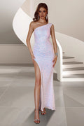 Hand Beaded One Shoulder Slit Formal Dress image 1