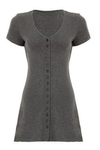 Solid Button Knit V Neck Slim Mini Dress image 8