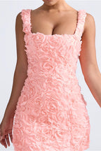 Square Neck Stereo Flower Mini Dress image 5