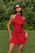 Sexy Polka Dot Halter Sleeveless Bodycon Mini Dress image 2