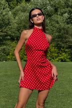 Sexy Polka Dot Halter Sleeveless Bodycon Mini Dress image 2