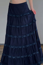 Vintage Lace Trimmed Tiered Midi Skirt image 3
