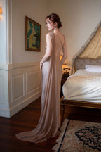 Satin Mermaid Slim Fit Elegant One Shoulder Solid Color Prom Dress image 15
