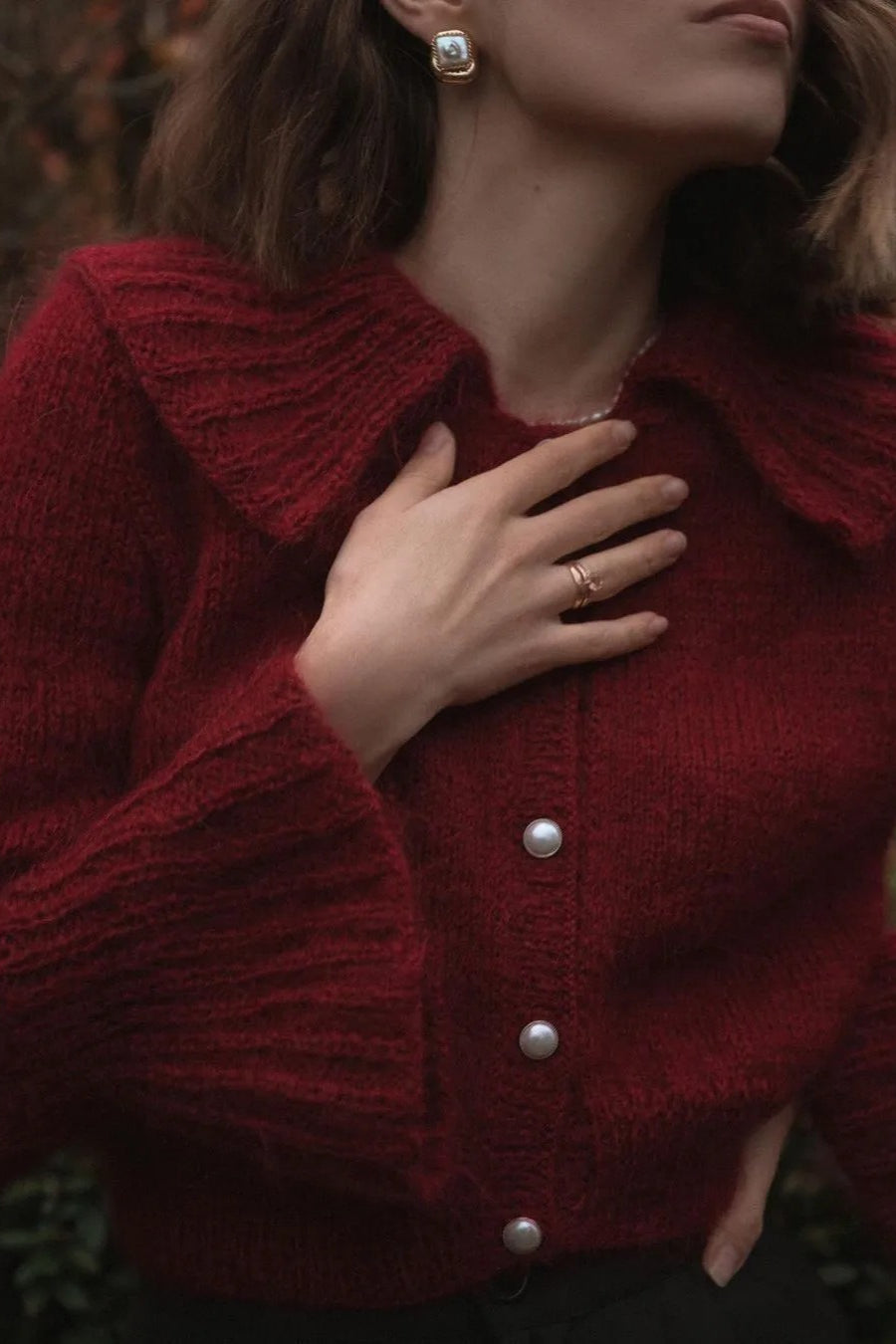 Ruffled Collar Flare Sleeve Knit Sweater image 7