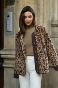 Leopard Print Loose Fit Sherpa Coat image 1