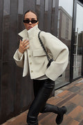 Woolen Cropped Loose Fit Jacket image 1