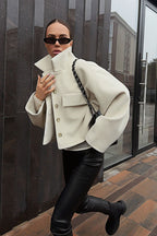 Woolen Cropped Loose Fit Jacket image 1