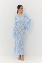 Knit Argyle Jacquard Long Sleeve Maxi Dress image 8