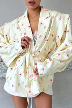 Long Sleeve Printed Waist Tie Blazer image 4