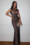 Sheer Mesh Sleeveless Bodycon Maxi Dress image 3