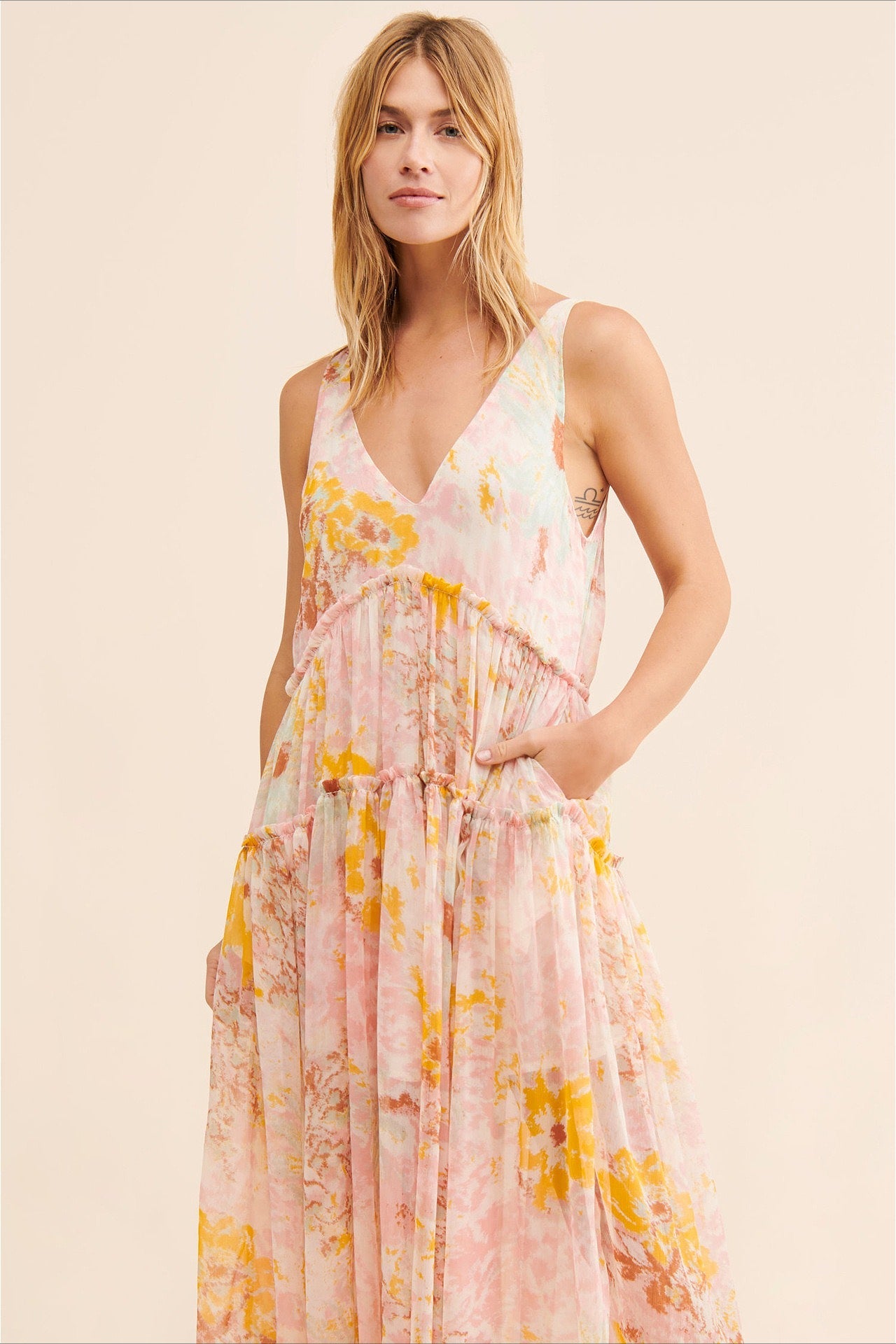 Boho Sleeveless Floral Print Maxi Dress image 4