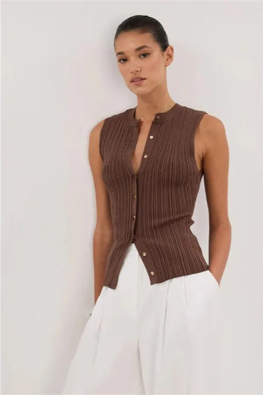 Ribbed Sleeveless Knit Cardigan image 12