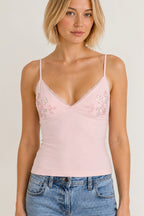 Solid Casual Lace Beaded Cami Top image 3