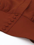 Vintage Lantern Sleeve V-Neck Slim Fit Blouse image 3